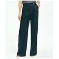 Brooks Brothers Women's Pleated Wide-Leg Linen Trousers | Navy | Size 12