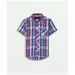 Brooks Brothers Boys Short-Sleeve Cotton Madras Sport Shirt | Red | Size 14