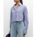 Renata Cropped Cotton Stripe Button-front Shirt
