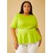 Plus Size Belted Scuba Peplum Top