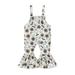 Peyakidsaa Toddler Girl Halloween Jumpsuit Print Sleeveless Romper Bell-Bottoms