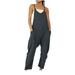 Brnmxoke Lightning Deals 2023 Rompers for Women Clearance Sale Jumpsuits for Women Solid Casual Summer Rompers Sleeveless Loose Spaghetti Strap Baggy Overalls Jumpers with Pockets 2023