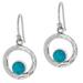 Eye of the Sea,'Handcrafted Modern Fine Silver and Natural Turquoise Earring'