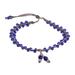 Profoundly Blue,'Handmade Crystal Beaded Macrame Anklet from Guatemala'