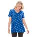 Plus Size Women's Perfect Printed Short-Sleeve V-Neck Tee by Woman Within in Bright Cobalt Nautical (Size M) Shirt