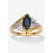 Women's Marquise Cut Midnight Blue Sapphire And Cz 18K Gold-Plated Sterling Silver Ring by PalmBeach Jewelry in Blue (Size 7)