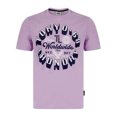 T-Shirts Crossing Motif Cotton Jersey T-Shirt in Lilac Breeze / XL - Tokyo Laundry