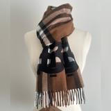 Burberry Accessories | Burberry Embroidered Rabbit Check Cashmere Scarf | Color: Black/Brown | Size: Os