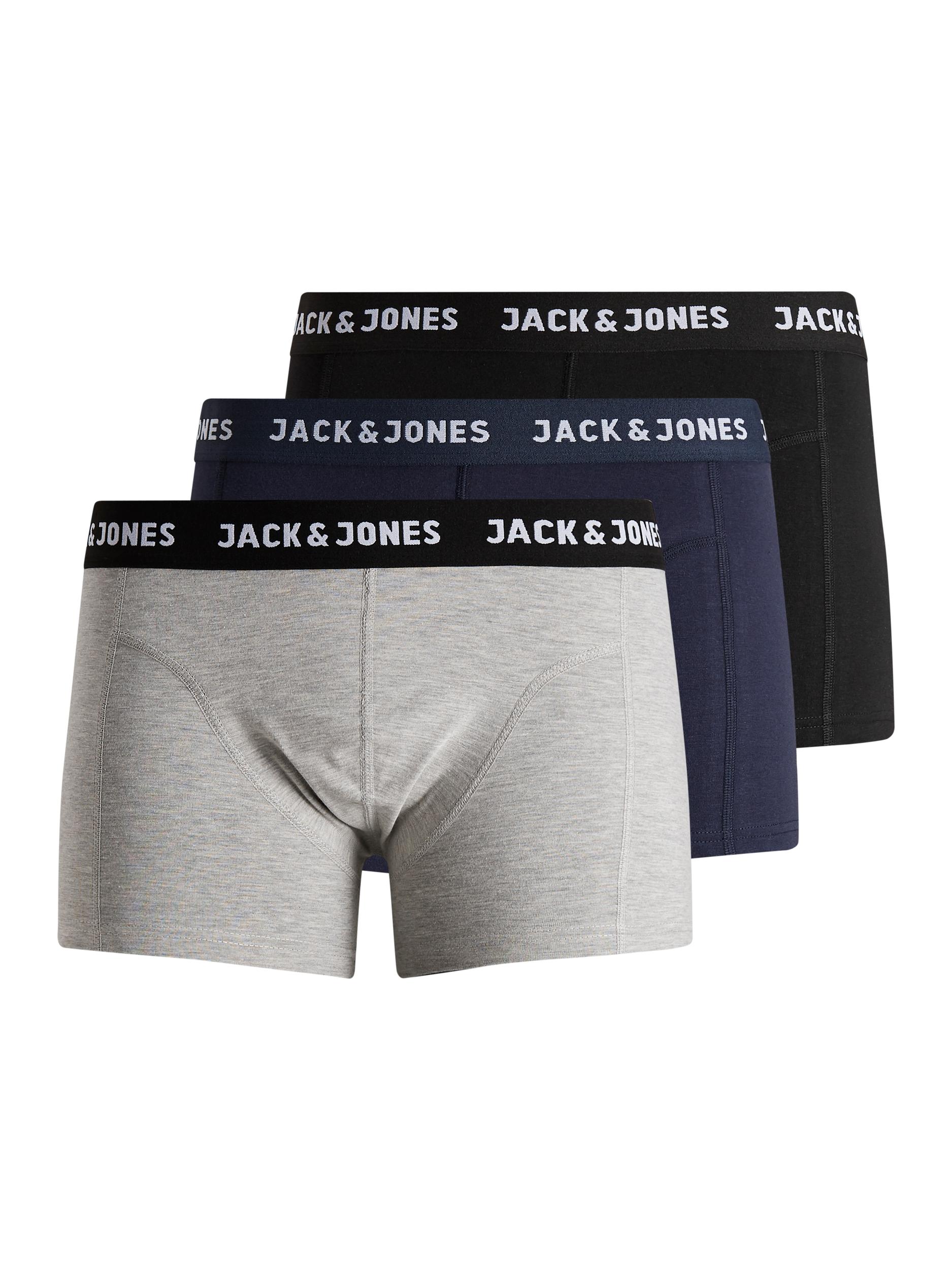 Trunk JACK & JONES "JACANTHONY TRUNKS 3 PACK NOOS", Herren, Gr. XL, schwarz, Jersey, Obermaterial: 95% Baumwolle, 5% Elasthan, unifarben, Unterhosen Image