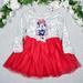 Disney Dresses | Disney Girls Warm Long Sleeve Tutu Skirt Minnie Mouse Dress New | Color: Red/Silver | Size: 4g