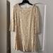 Free People Dresses | Free People Size 10 Lace Mini Dress Cream Quarter Sleeve With Slip Worn Once! | Color: Cream/Tan | Size: 10