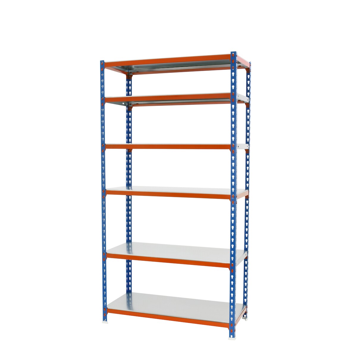 SimonRack Simonclick schraubenloses Metallregal 6 Böden. Farbe BLAU/ORANGE/VERZINKT 2500x900x400 mm Image