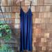 Free People Dresses | Euc Free People Navy Blue Gauze Texture Maxi Slip Dress/Cover-Up In Medium | Color: Blue | Size: M