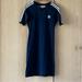 Adidas Dresses | Adidas Original T-Shirt Dress Navy White Triple Striped Sleeve Trefoil Logo Sz L | Color: Blue/White | Size: L