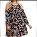 Torrid Dresses | 93. Torrid Black/Multi Floral Cold Shoulder Elastic Waist Dress Size 00 | Color: Black/Pink | Size: Torrid 00 M/L