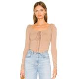 Free People Tops | Free People Otter Tan Long Sleeve Lace-Up Corset Top Women's Size X-Small Xs | Color: Tan | Size: Xs