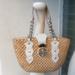 Michael Kors Bags | Michael Kors Bag Raffia Bucket Bag White Leather | Color: Cream/Tan | Size: 10"X9"X5.5".