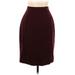 Lands' End Wool Pencil Skirt Knee Length: Burgundy Solid Bottoms - Women's Size 10