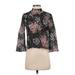 Zara Basic 3/4 Sleeve Blouse: Black Floral Motif Tops - Women's Size Small