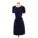 White House Black Market Casual Dress - Sheath Scoop Neck Short sleeves: Blue Print Dresses - Women's Size X-Small