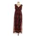 Valerie Bertinelli Casual Dress - Maxi: Burgundy Chevron/Herringbone Dresses - Women's Size 10