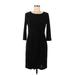 AB Studio Casual Dress - Sheath Scoop Neck 3/4 Sleeve: Black Solid Dresses - Women's Size 8