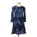 H&M Casual Dress - Fit & Flare: Blue Print Dresses - Women's Size 2