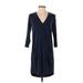 Left Coast by Dolan Casual Dress - Shift V Neck 3/4 sleeves: Blue Print Dresses - Women's Size Small
