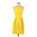 J.Crew Factory Store Casual Dress - Sheath Scoop Neck Sleeveless: Yellow Print Dresses - Women's Size 0