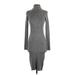 Express Casual Dress - Midi: Gray Solid Dresses - Women's Size X-Small