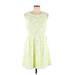 Papillon Casual Dress - A-Line: Green Damask Dresses - Women's Size Large