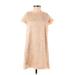 Cocktail Dress - Shift Crew Neck Short sleeves: Tan Print Dresses - Women's Size 12