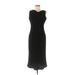 Evan Picone Cocktail Dress - Midi V Neck Sleeveless: Black Solid Dresses - Women's Size 8 Petite