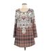 Lily by Firmiana Casual Dress: Brown Fair Isle Dresses - New - Women's Size Medium