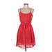 My Michelle Casual Dress - Mini Scoop Neck Sleeveless: Red Print Dresses - Women's Size Medium