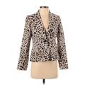Calvin Klein Blazer Jacket: Short Brown Leopard Print Jackets & Outerwear - Women's Size 4 Petite