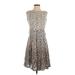 Haani Casual Dress - A-Line: Tan Leopard Print Dresses - Women's Size Small Petite