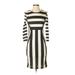 H&M Casual Dress - Bodycon Crew Neck 3/4 sleeves: Black Color Block Dresses - Women's Size X-Small