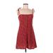 Topshop Casual Dress - Mini Square Sleeveless: Red Print Dresses - Women's Size 8 Petite