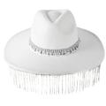 FOLODA Womens Rhinestones Cowgirl Cowboy Hat Wide Brim Glitter Western Cowboy Hat Cosplay Wide Brim Hat Cowboy Hat With Fringed Bandana