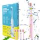 Electric Toothbrush,Newly Upgraded Electric Toothbrush,Electric Toothbrush with 4 Brush Heads, 6 Cleaning Modes,Smart 20-Speed Timer Electric Toothbrush IPX7 (Pink)