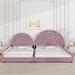 Twin+Full Upholstered Platform Bed Set with Semicircular Headboard