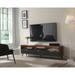 63" LED TV Stand Entertainment Center with Storage Cabinet and Open Shelves, Modern Media Console Tables for Living Room, Walnut