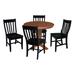36 in Solid Wood Round Top Pedestal Dining Table with Dining Chairs in Distressed Oak/Black