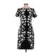 Karl Lagerfeld Paris Casual Dress - Sheath High Neck Short sleeves: Black Floral Dresses - Women's Size 6