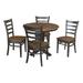 36 in Round Extension Dining Table with 12 in Leaf and Dining Chairs - Hickory/Washed Coal