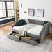Modern Multifunctional Daybed with Trundle & Pull-out Bed, Tufted Upholstered Sofa Bed with 2 Storage Drawers for Living Room