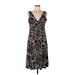 Jones Wear Dress Casual Dress V Neck Sleeveless: Brown Floral Dresses - Women's Size 12