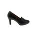 Clarks Heels: Loafers Chunky Heel Work Black Print Shoes - Women's Size 10 - Almond Toe