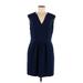 Rebecca Taylor Casual Dress - Mini V Neck Sleeveless: Blue Print Dresses - Women's Size 8